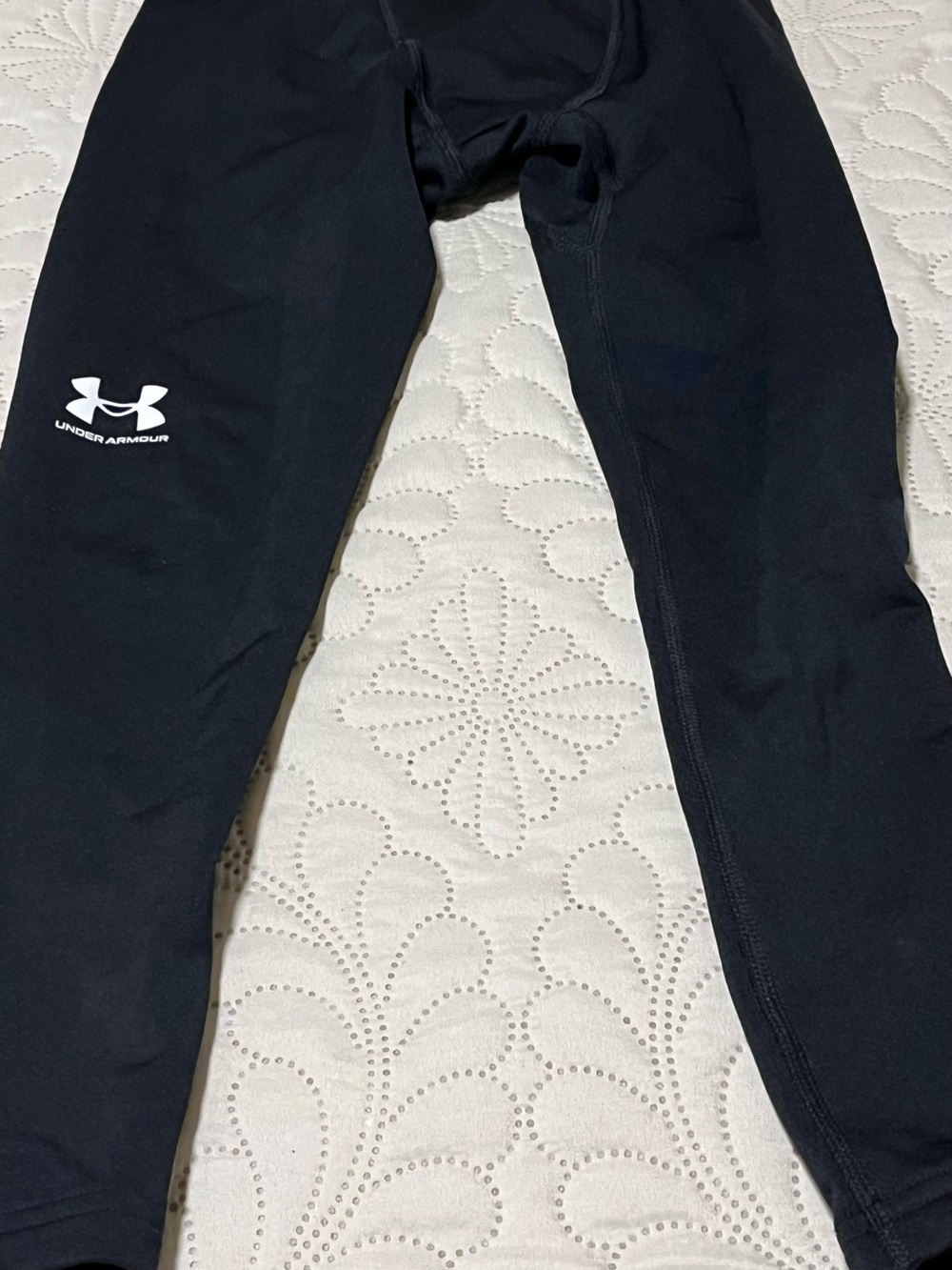 Under Armour Black Kids Performance Leggings with White Logo
